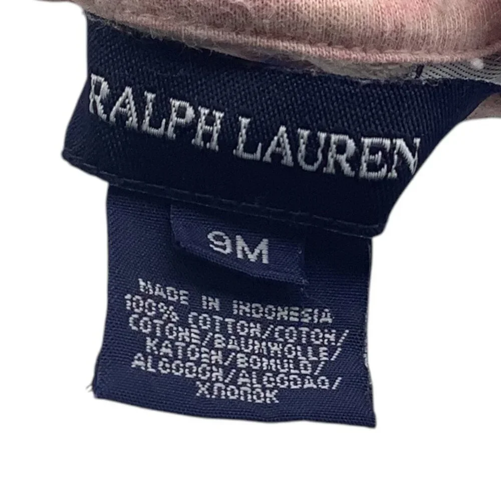 Ralph Lauren Hooded Dress GirlS 9 Months Pink Embroidered Detail Cotton‎